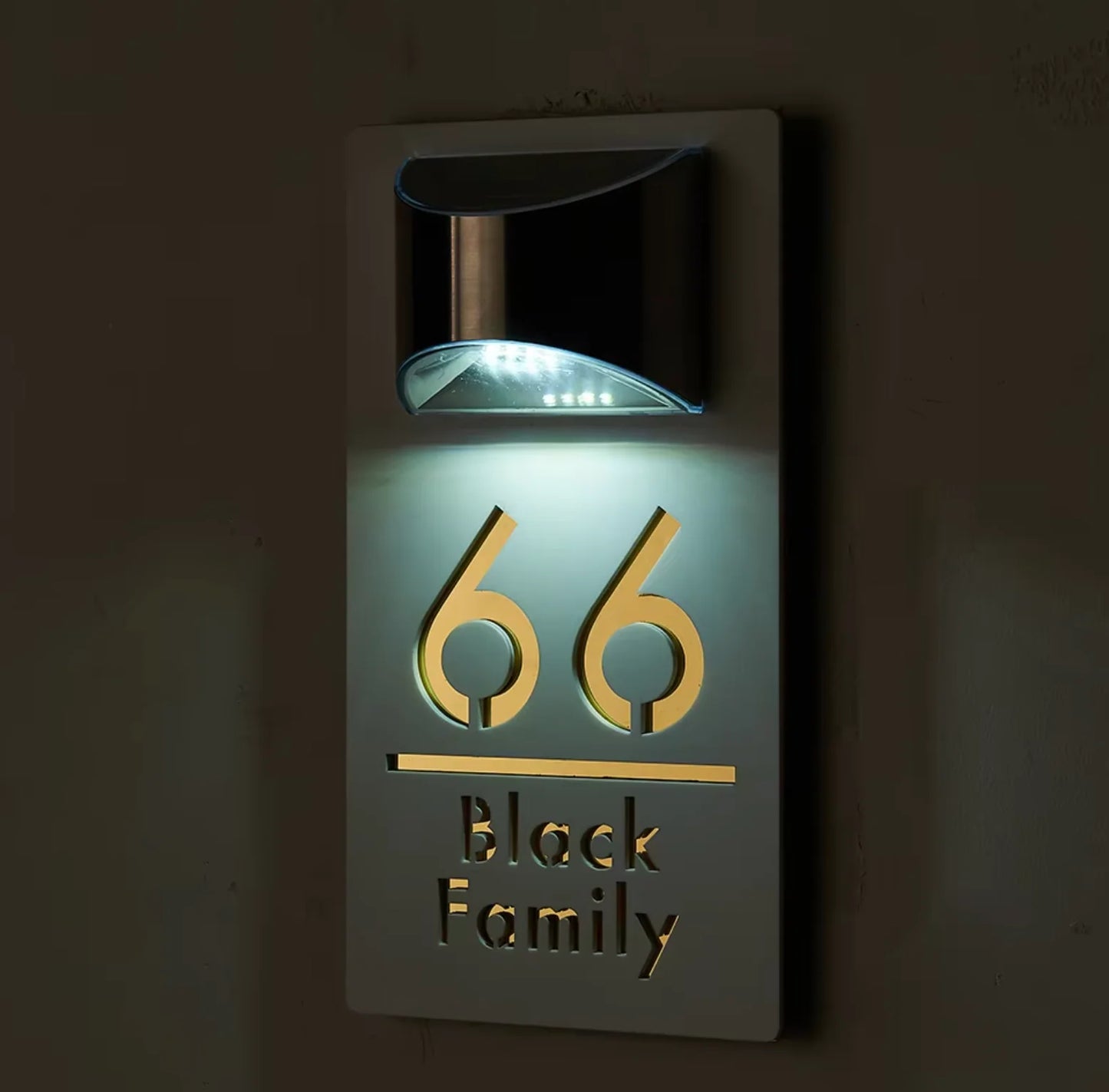 Personalized Solar Modern Door Plaque 2in1 (Engraved)