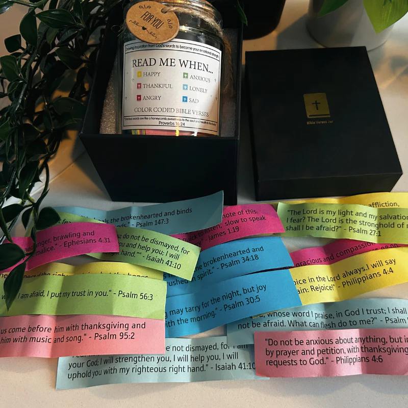 Handmade 90 Day Bible Verses Jar (Comes With Christian Gift Box)