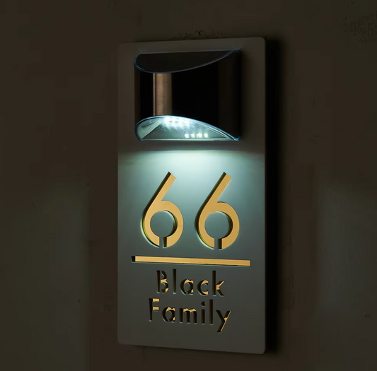 Personalized Solar Modern Door Plaque 2in1